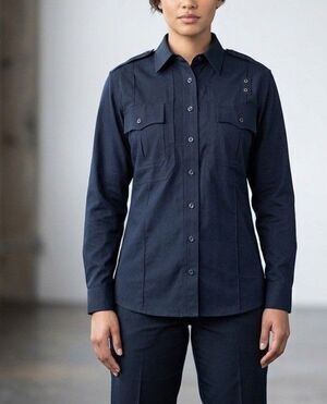 5.11 Tactical Womens L Long Black Long Sleeve Button Duty Uniform Shirt Epaulet